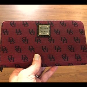 Dooney & Bourke Signature Zippered Red Clutch Wallet
